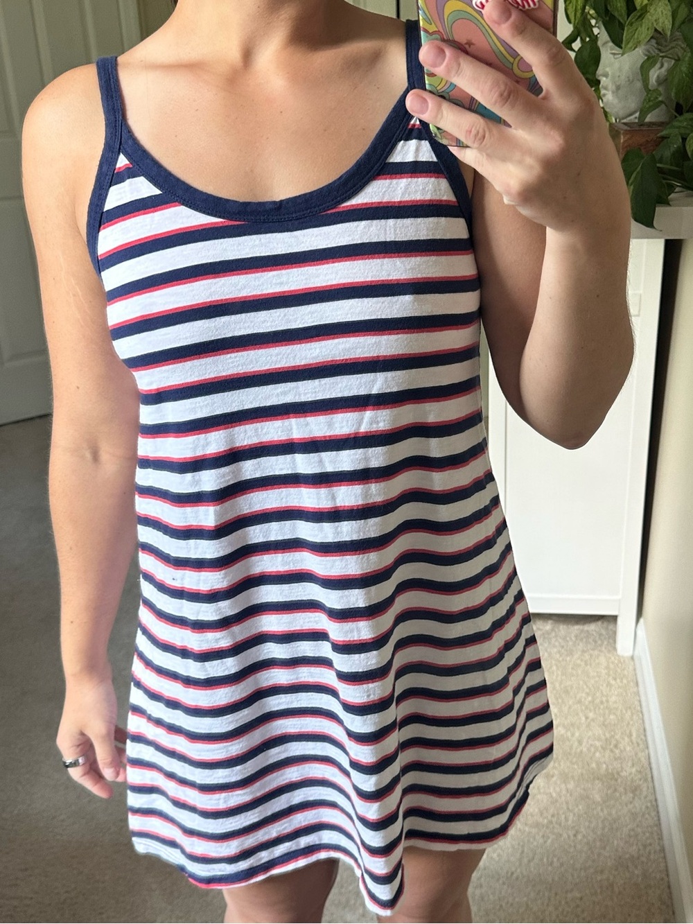 Universal Threads Striped Tank Dress in Navy, White & Red